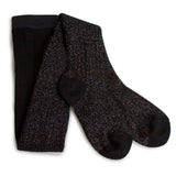 Amélie Glitter Ribbed Tights | Carbon Black