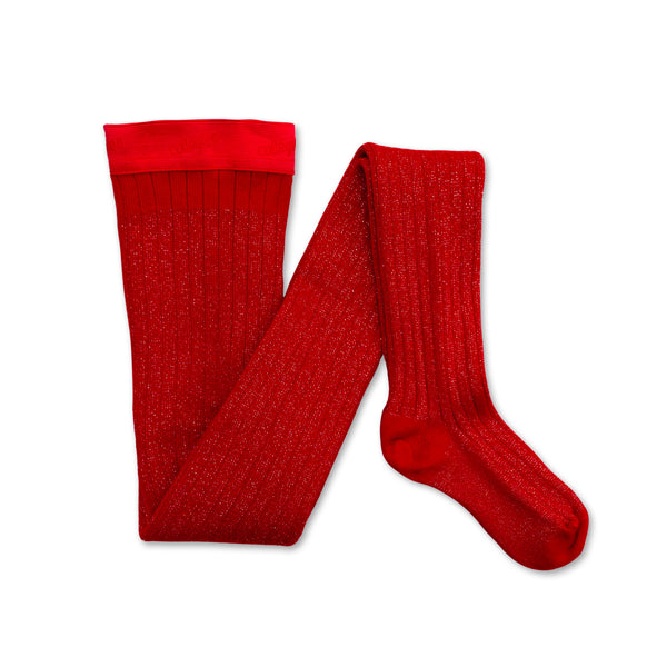 Amélie Glitter Ribbed Tights | Poppy