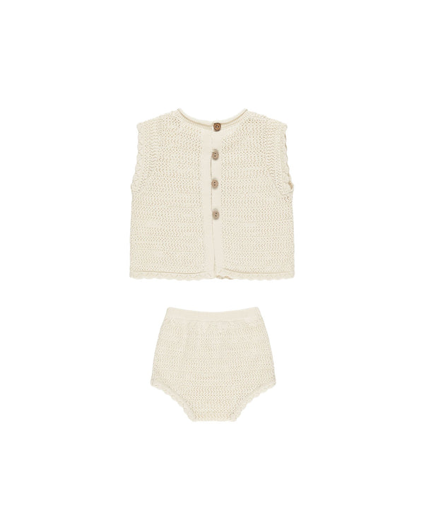 Scallop Knit Baby Set | Cherry