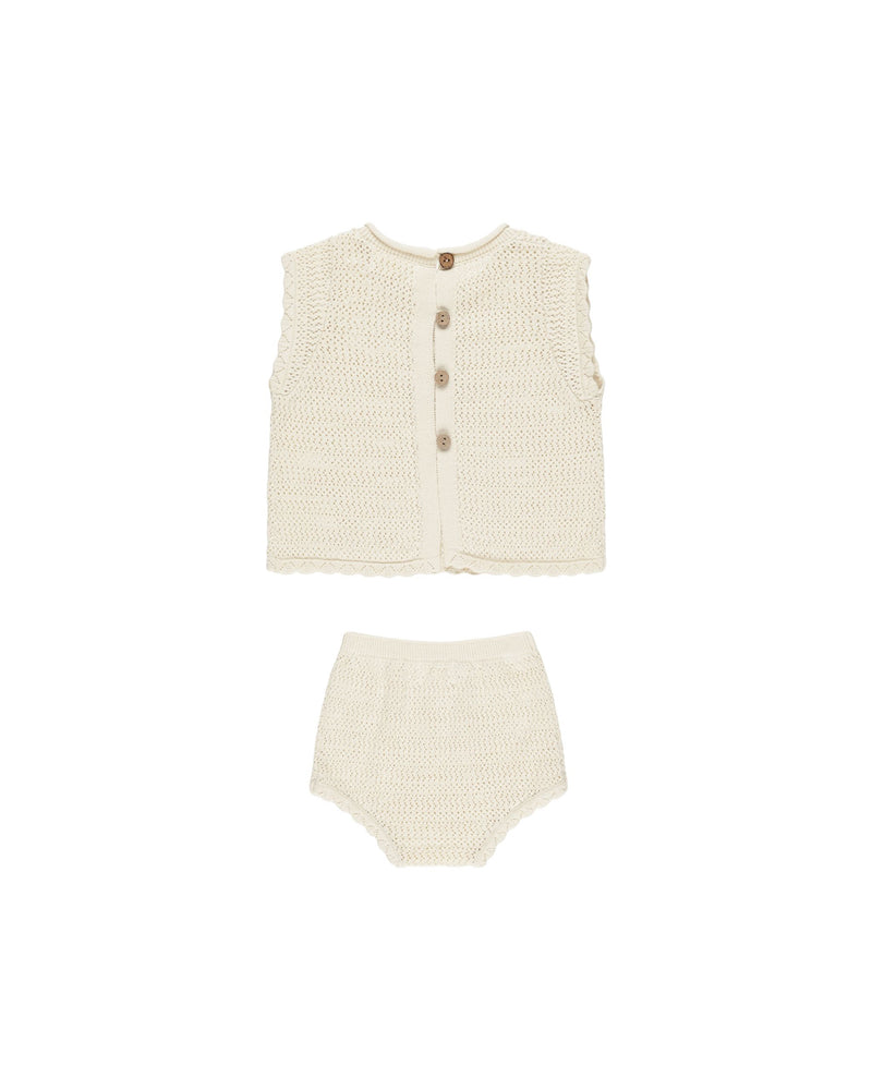 Scallop Knit Baby Set | Cherry