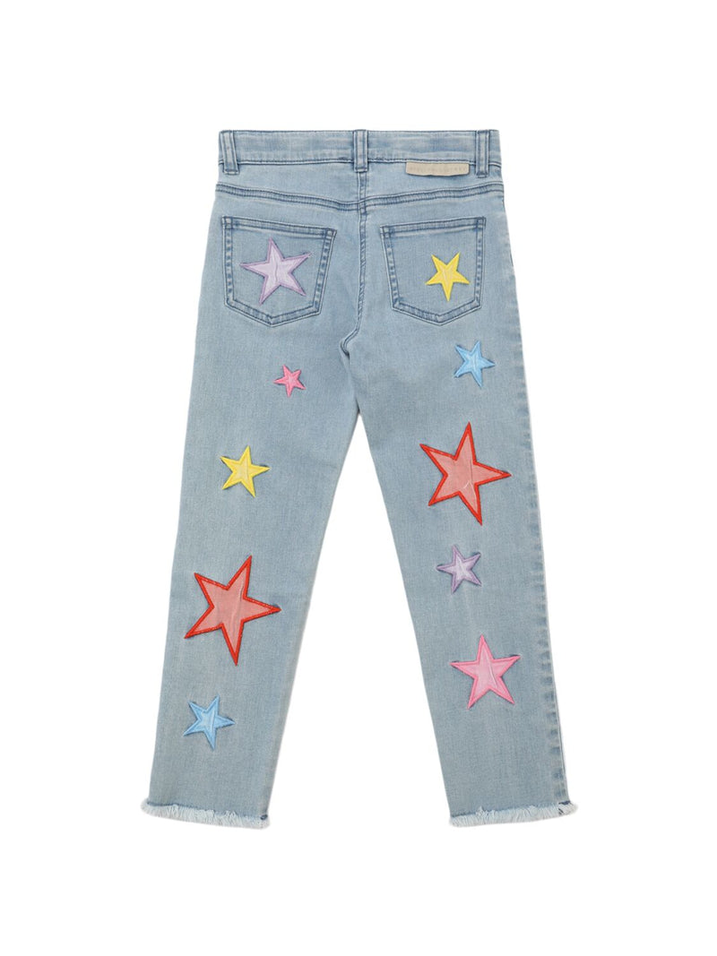 Star Embroidered Denim Pants