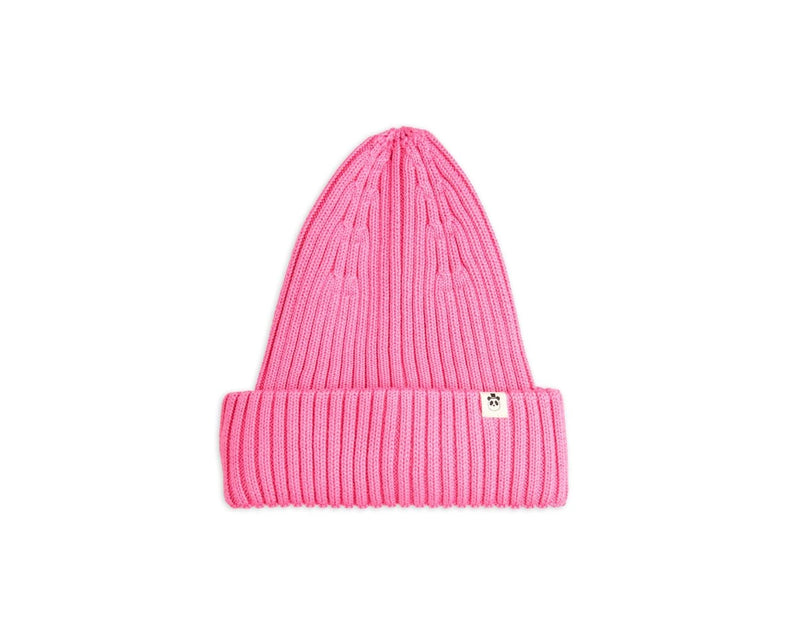 Knitted Rib Fold Up Hat | Pink