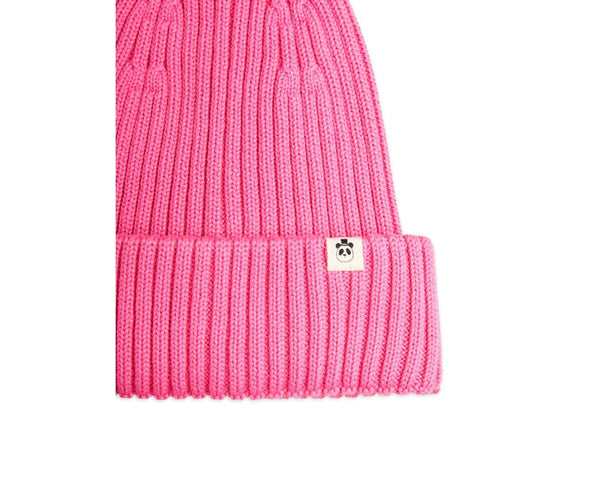 Knitted Rib Fold Up Hat | Pink