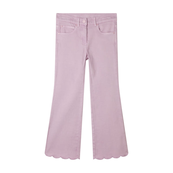 Girl Gabardine Pants With Scallops Edge