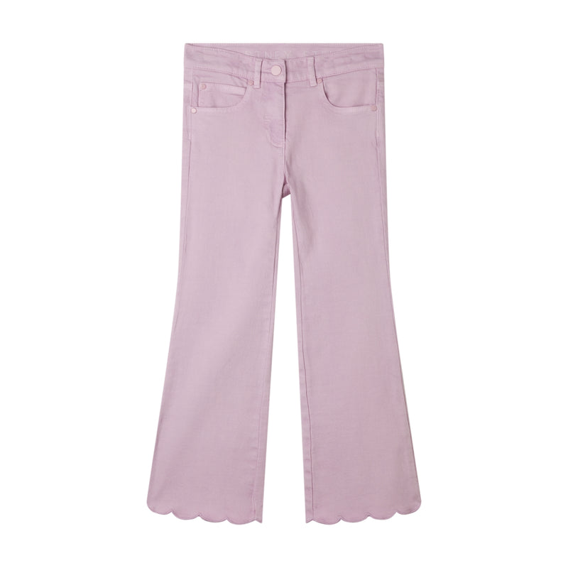 Girl Gabardine Pants With Scallops Edge