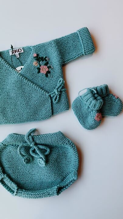 Embroidered Envelope Cardigan and Bloomer Set | Pistachio Green