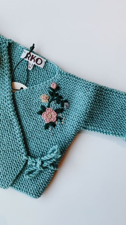 Embroidered Envelope Cardigan and Bloomer Set | Pistachio Green