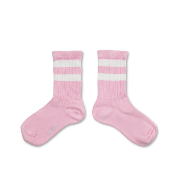 Nico Ribbed Varsity Crew Socks | Sugared Almond Rose
