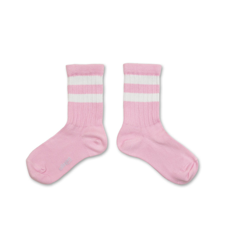 Nico Ribbed Varsity Crew Socks | Sugared Almond Rose
