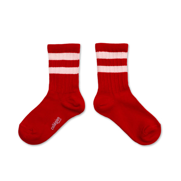 Nico Ribbed Varsity Crew Socks | Poppy