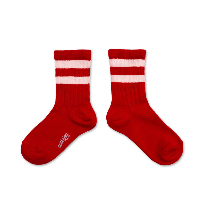 Nico Ribbed Varsity Crew Socks | Poppy