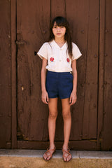 Linen Shirt with Embroidered Pockets