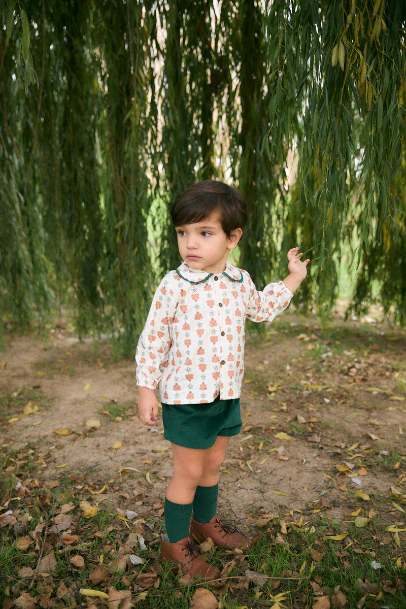 Green Antique Velvet Short Pants Baby