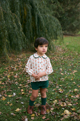 Green Antique Velvet Short Pants Baby
