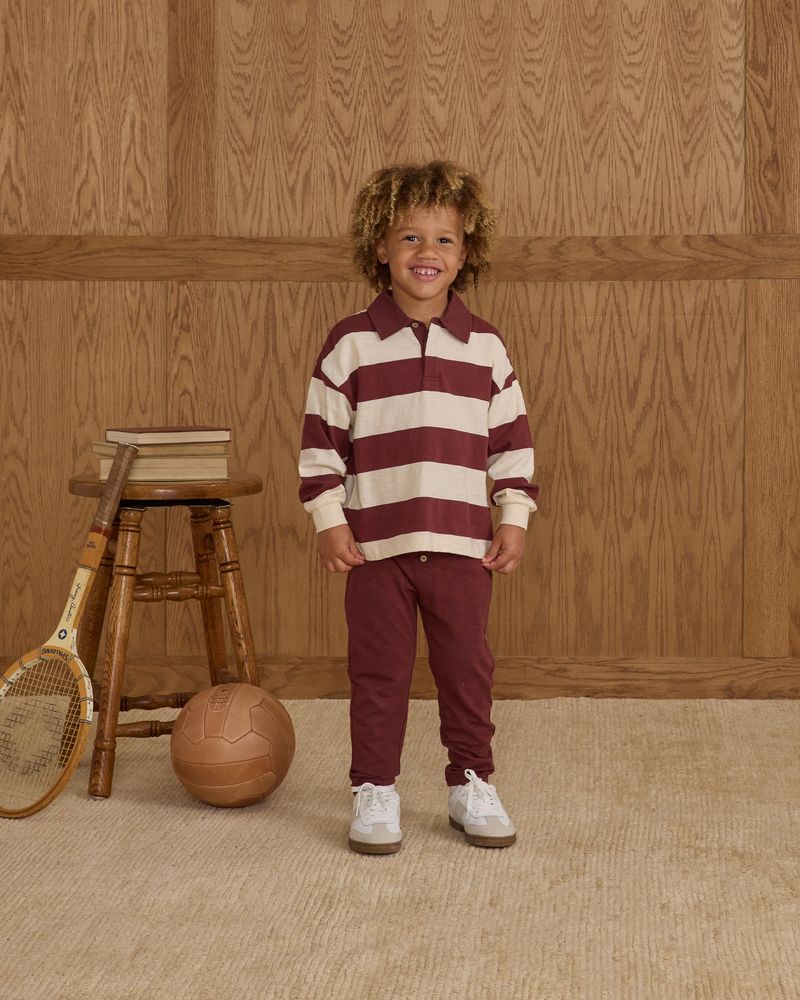 Rugby Polo | Burgundy Stripe