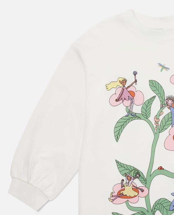 Fairies Print Crewneck Sweatshirt Dress