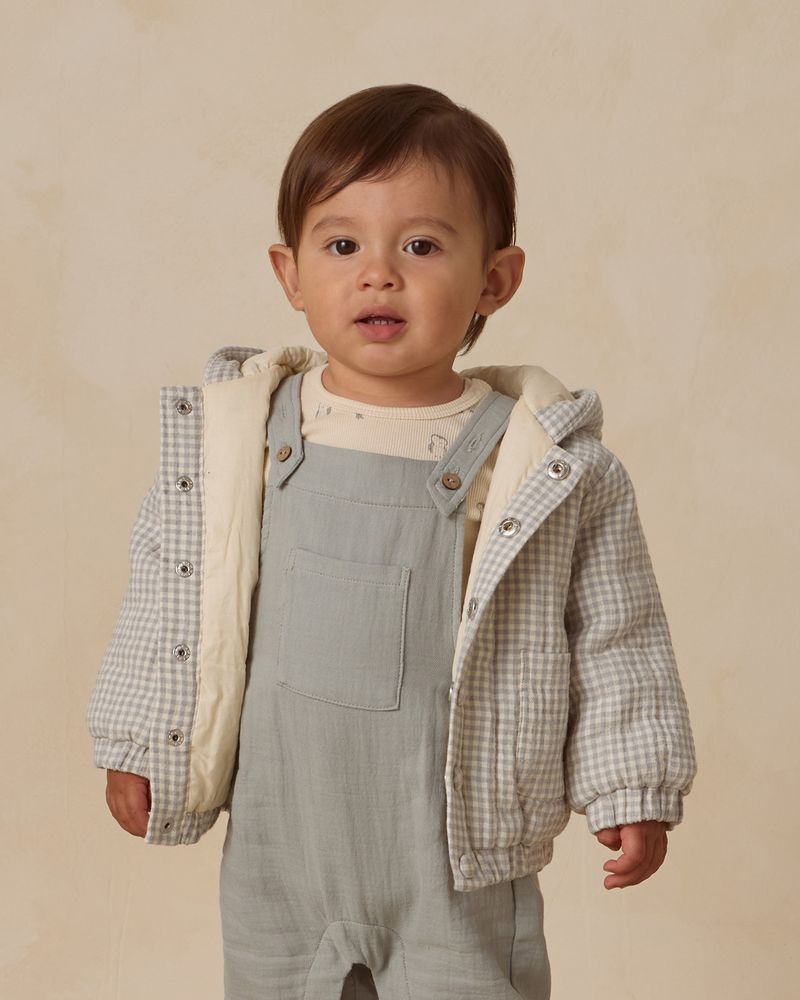 Hooded Woven Jacket | Blue Gingham