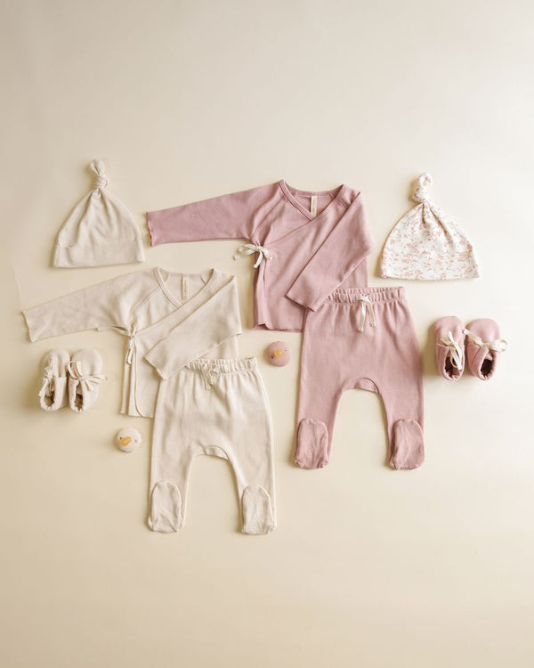 Wrap Top + Footed Pant Set | Natural