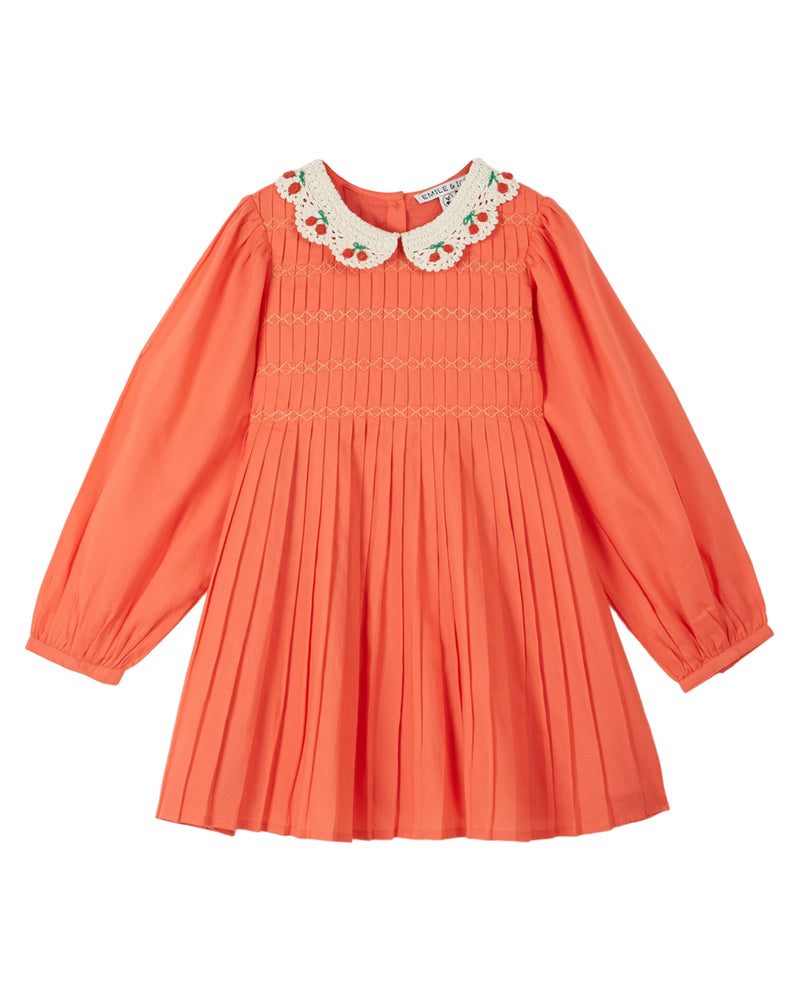 Smocked Dress w. Crochet Collar | Watermelon