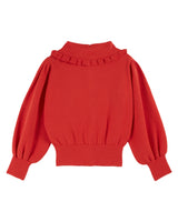 Ruffled Collar Cardigan | Red