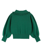 Ruffled Collar Cardigan | Green