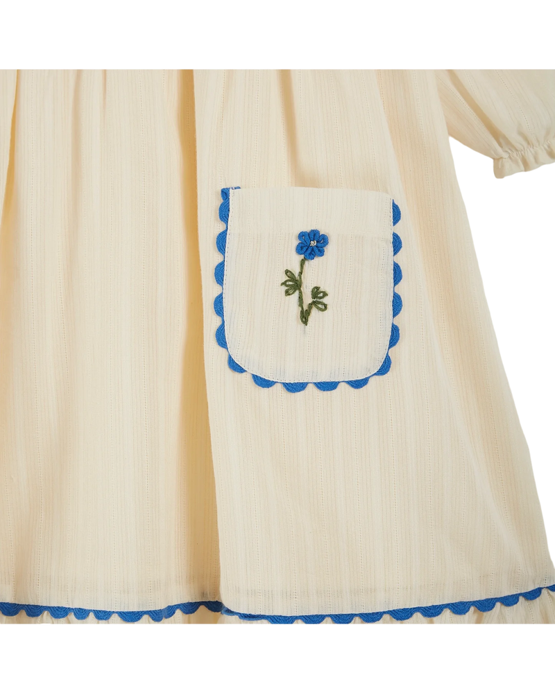 Ecru Embroidered Scalloped Dress