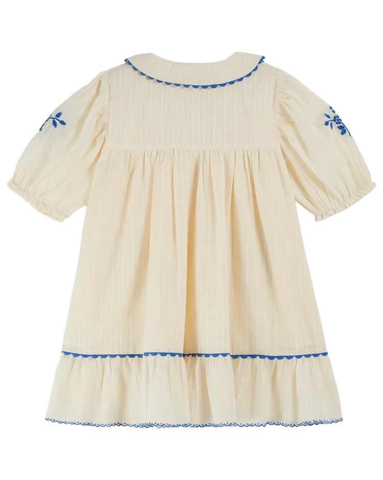 Ecru Embroidered Scalloped Dress