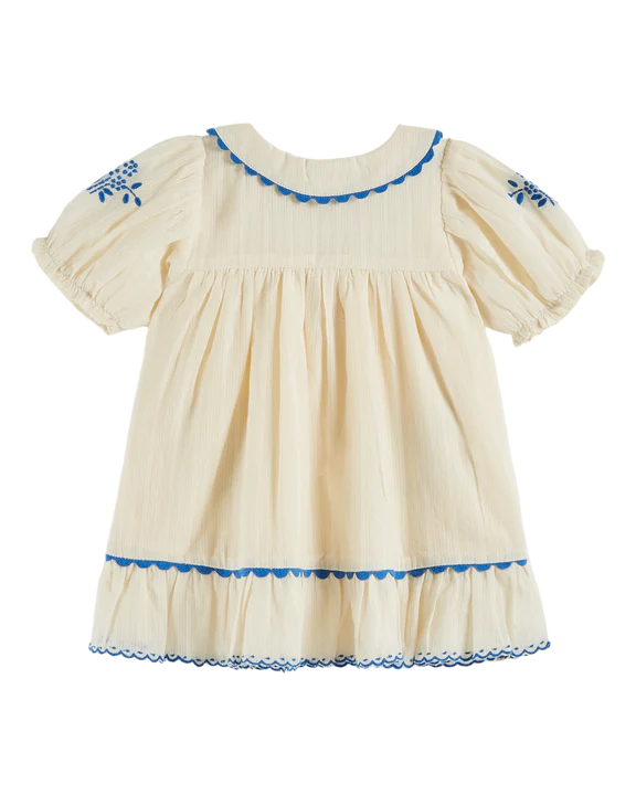 Ecru Embroidered Scalloped Dress