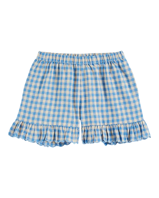 Blue Gingham Ruffled Shorts | Vichy Lagon