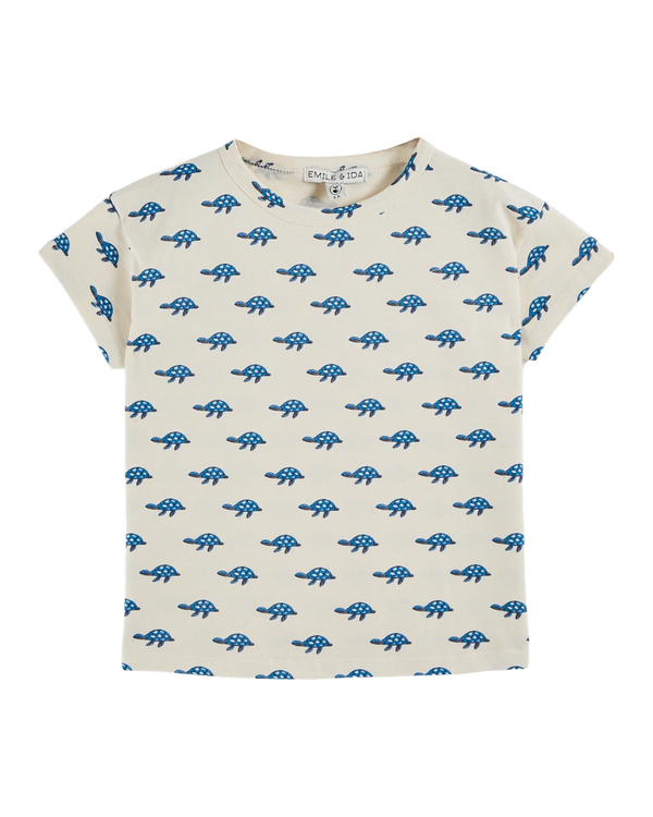 Ecru organic cotton turtles T-shirt | Tortue