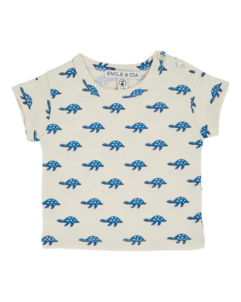 Ecru organic cotton turtles T-shirt | Tortue