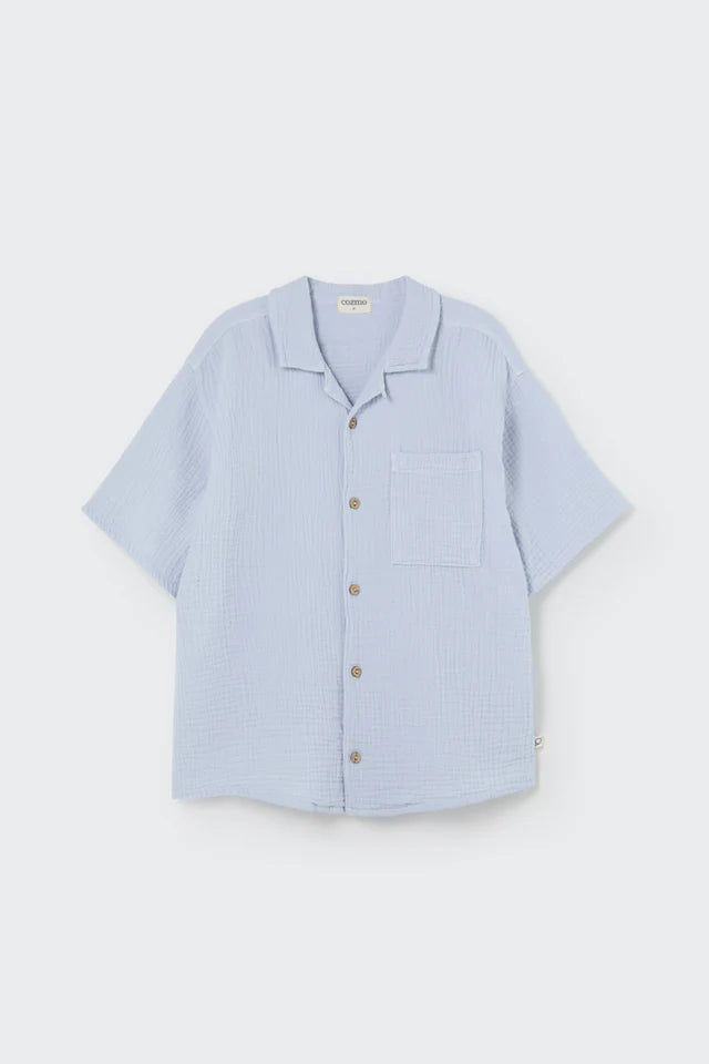 Soft Gauze Short Sleeve Shirt | Sky Blue