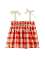 Top Bretelle Brode Fraises | Vichy Rouge