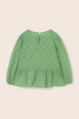 Alma Blouse | Green-Swiss Embroidery Cotton