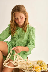 Alma Blouse | Green-Swiss Embroidery Cotton