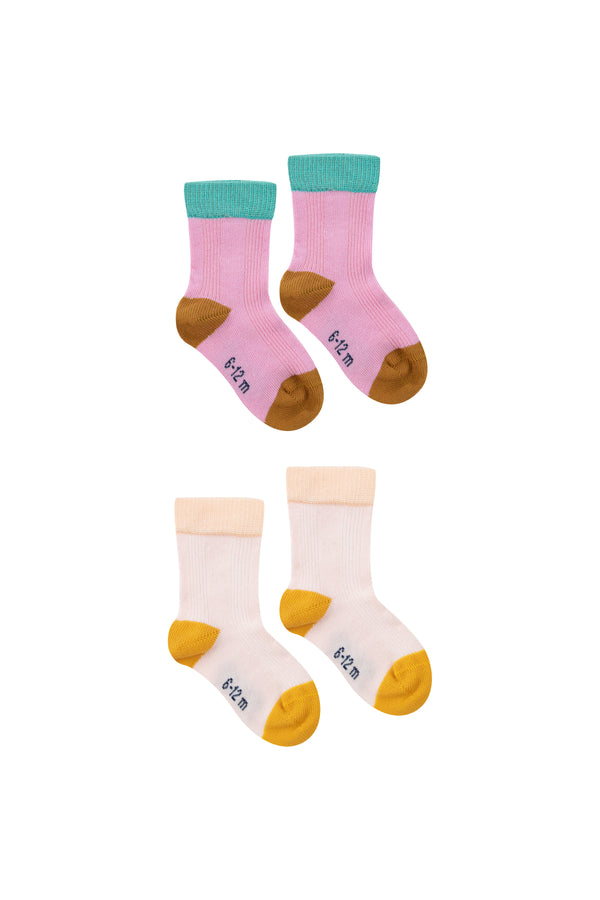 Baby Bicolor Socks Pack | Pink/Soft Pink