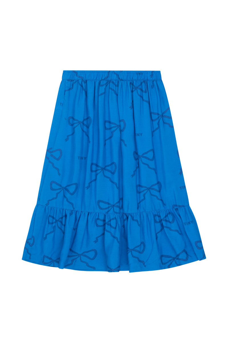 Bows Satin Long Skirt | Blue