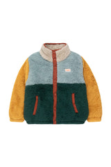 Color Block Polar Sherpa Jacket | Warm Grey/Bottle Green