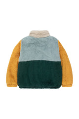 Color Block Polar Sherpa Jacket | Warm Grey/Bottle Green