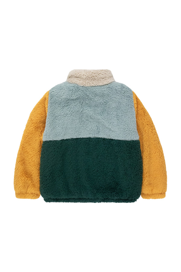 Color Block Polar Sherpa Jacket | Warm Grey/Bottle Green