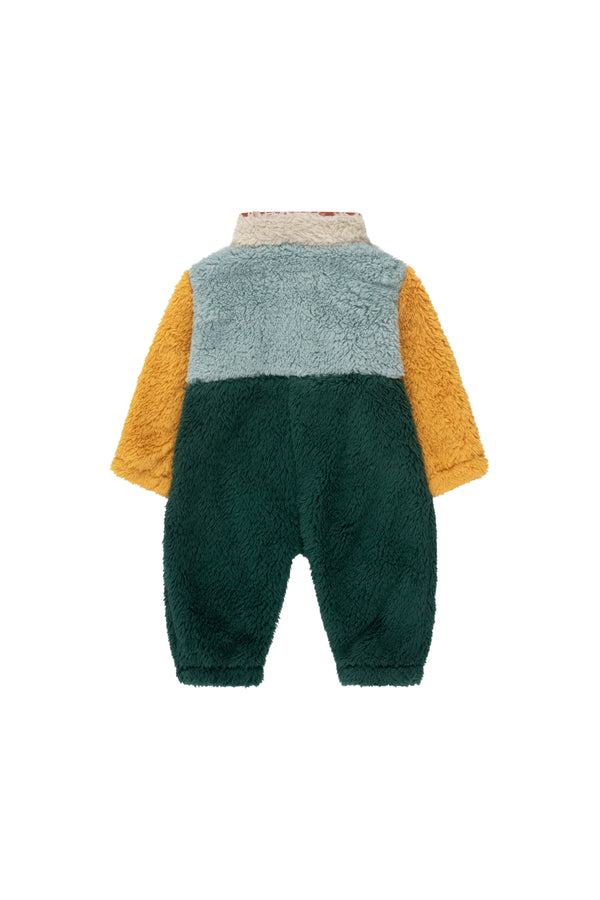 Color Block Polar Sherpa One-Piece | Warm Grey/Bottle Green