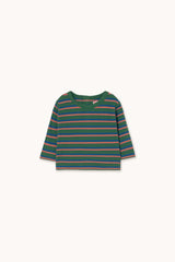 Duo Stripes Rib Baby Tee | Dark Green