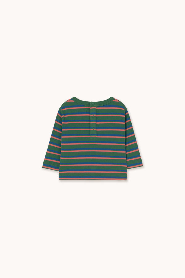 Duo Stripes Rib Baby Tee | Dark Green