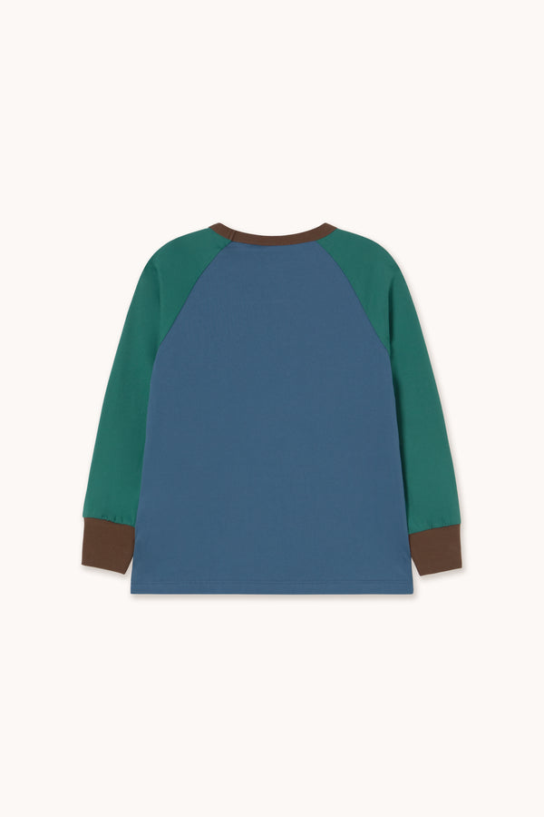 Tiny Color Block Raglan Sleeve Tee | Blue