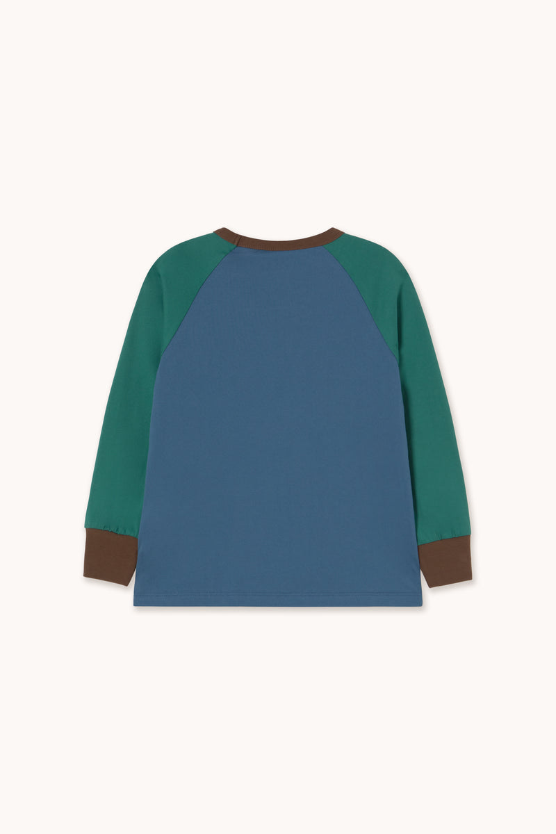 Tiny Color Block Raglan Sleeve Tee | Blue
