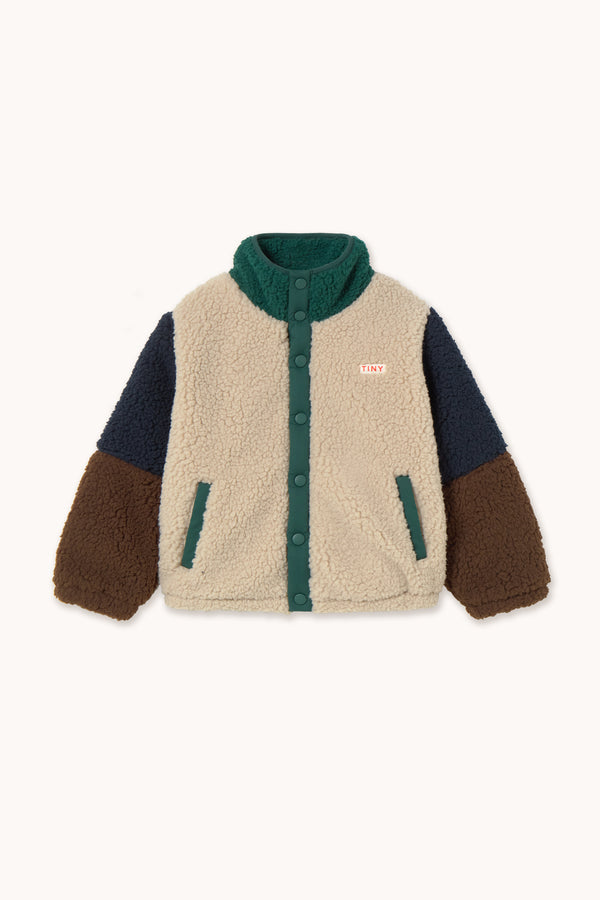 Color Block Polar Sherpa Jacket | Dark Green