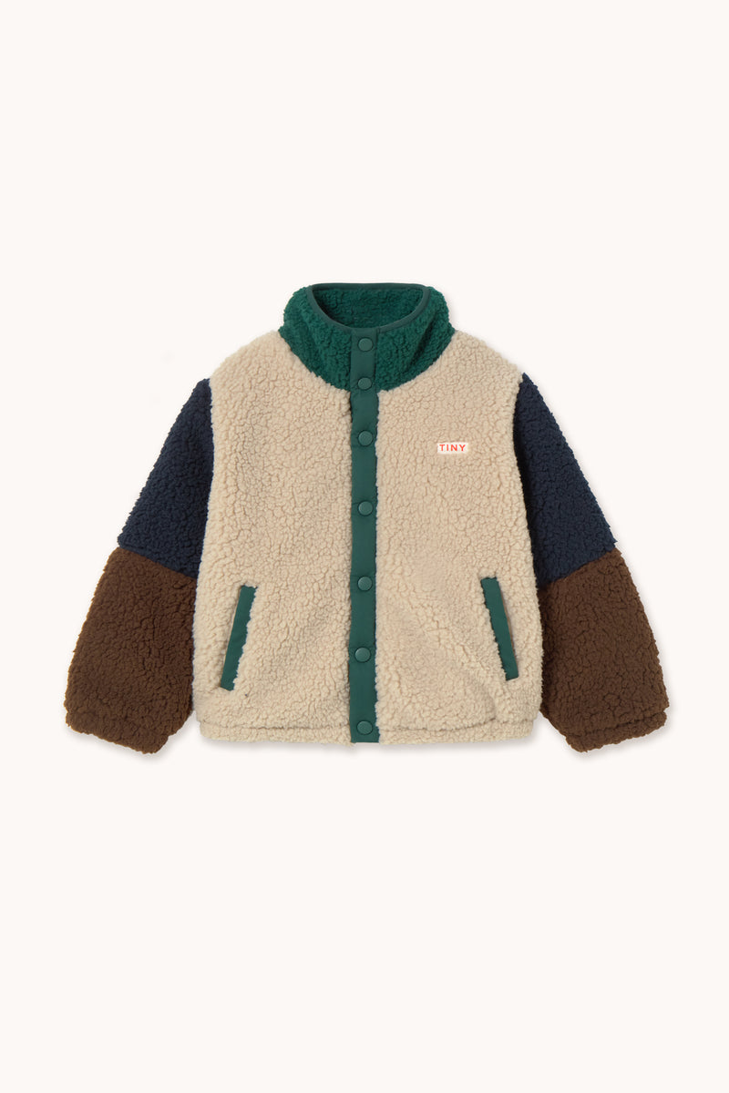 Color Block Polar Sherpa Jacket | Dark Green