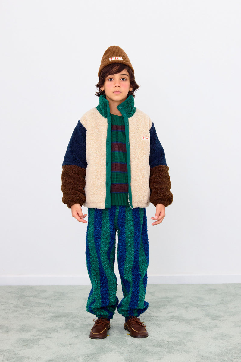 Color Block Polar Sherpa Jacket | Dark Green