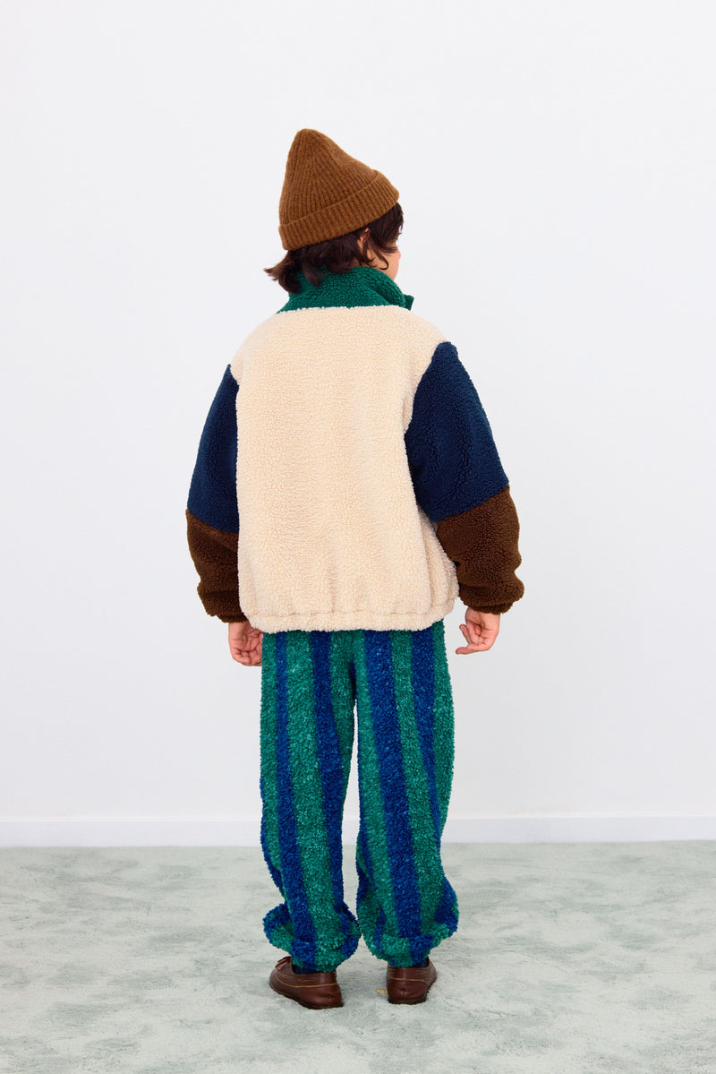Color Block Polar Sherpa Jacket | Dark Green