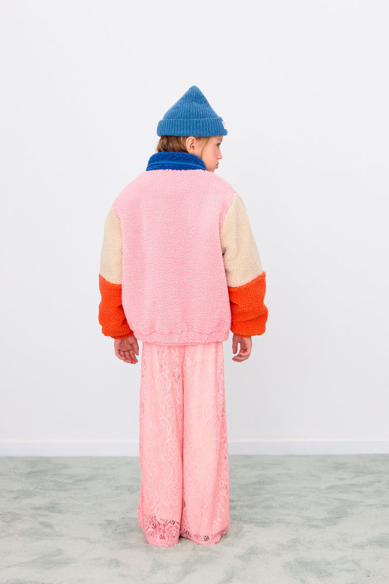 Color Block Polar Sherpa Jacket | Dark Blue